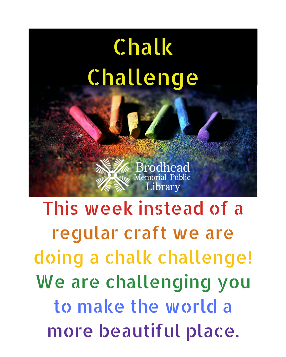 Chalk Challenge Craft Kit Brodhead Memorial Public Library